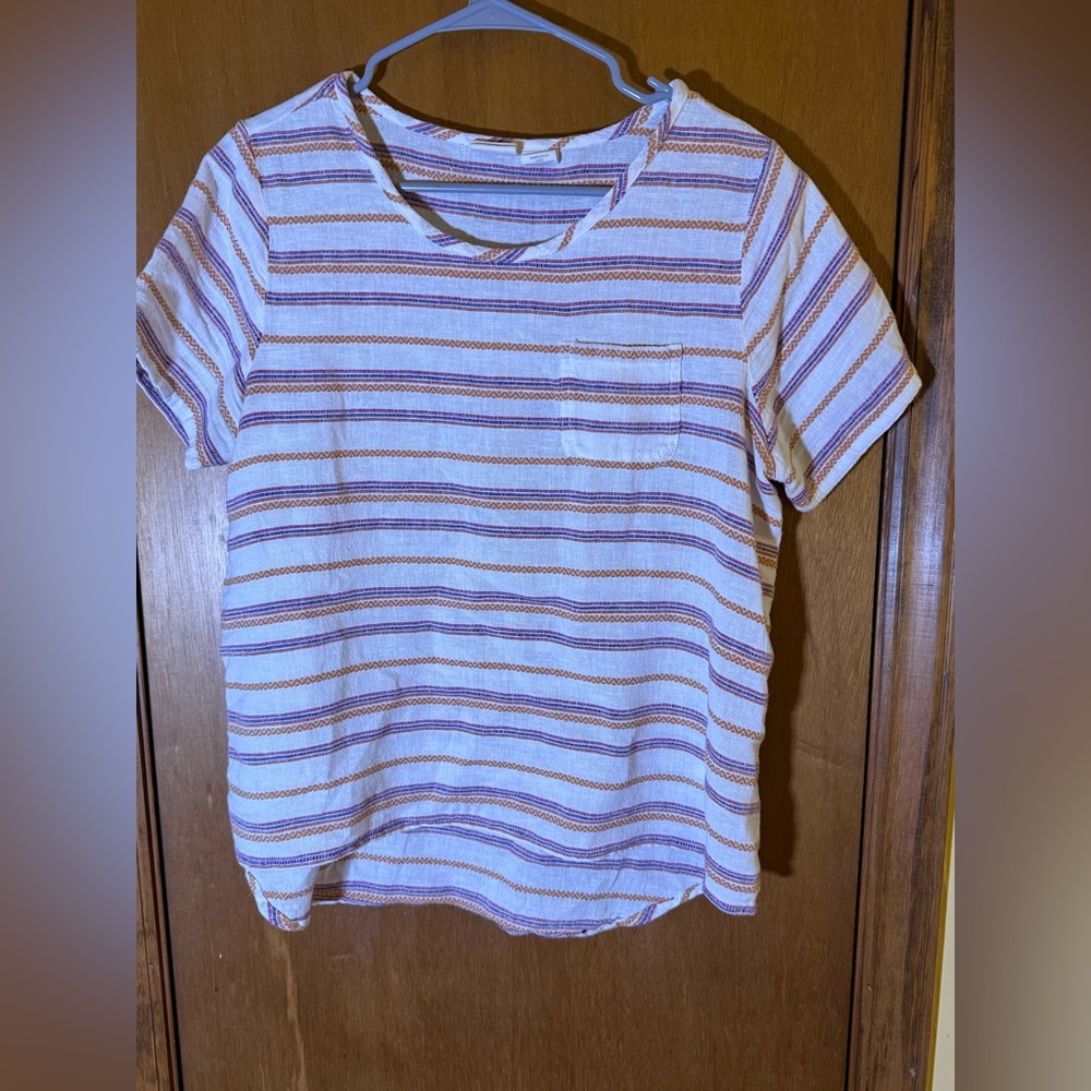 C&C California Short Sleeve Top - Purple and Cream Stripes